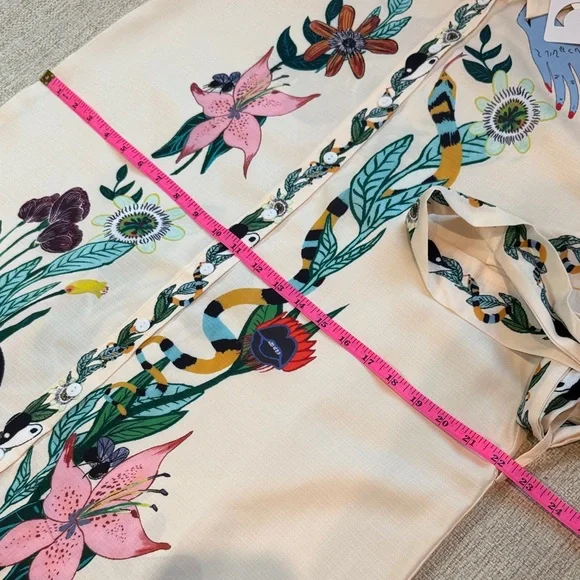 Commense Print Collared Belted Short Shirt Dress, Multicolored, NWT, Size M (6) - Picture 13 of 14